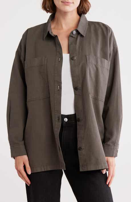 Eileen Fisher Boxy Stretch Organic Cotton & Hemp Shirt Jacket