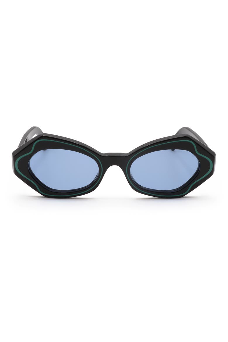 53mm Square Sunglasses, Main, color, BLACK/ GREEN / GREEN