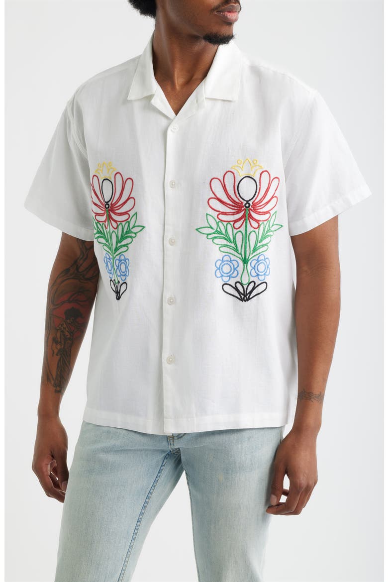 Perry Floral Camp Shirt, Main, color, WHITE