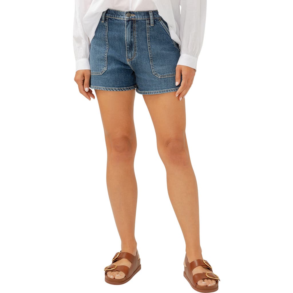 Shop Silver Jeans Co. Patch Pocket Utility Denim Shorts In Indigo