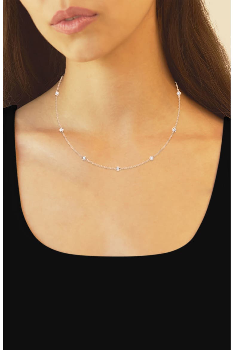 14K Rose Gold Near Colorless Lab Grown Station Chain Diamond Necklace, Alternate, color, PINK