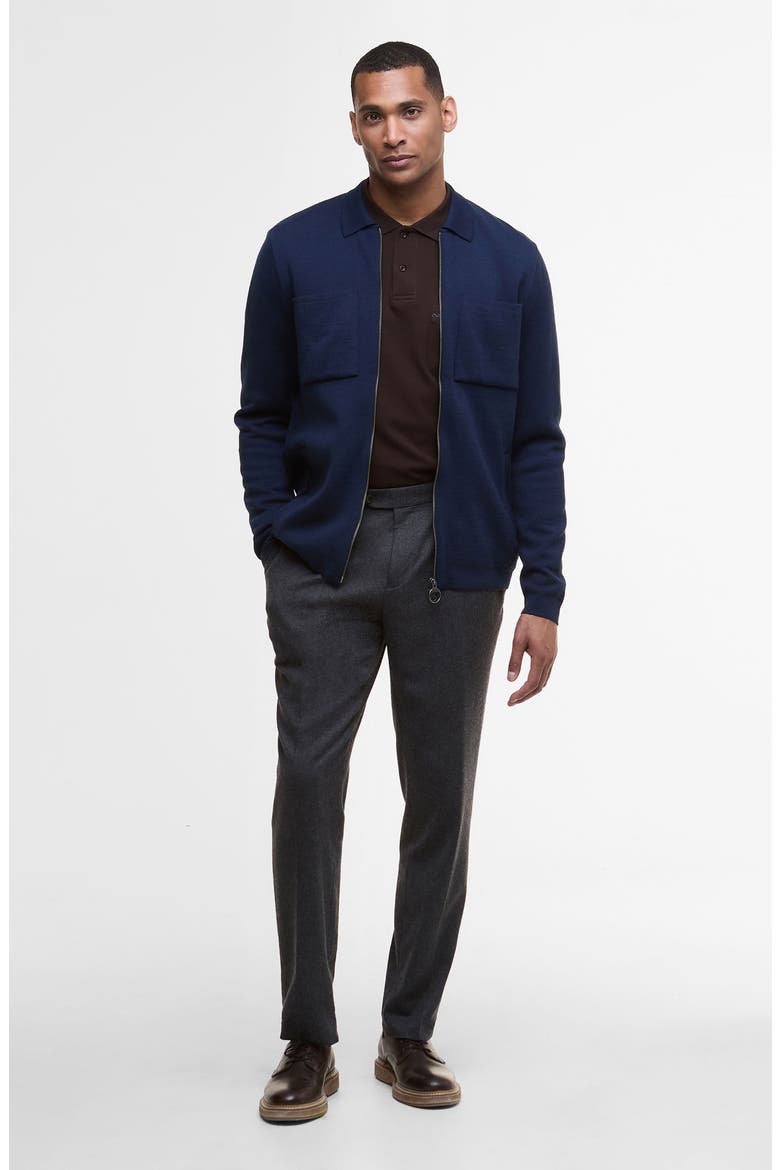Croscombe Cotton & Merino Wool Blend Zip Cardigan, Alternate, color, NAVY MARL