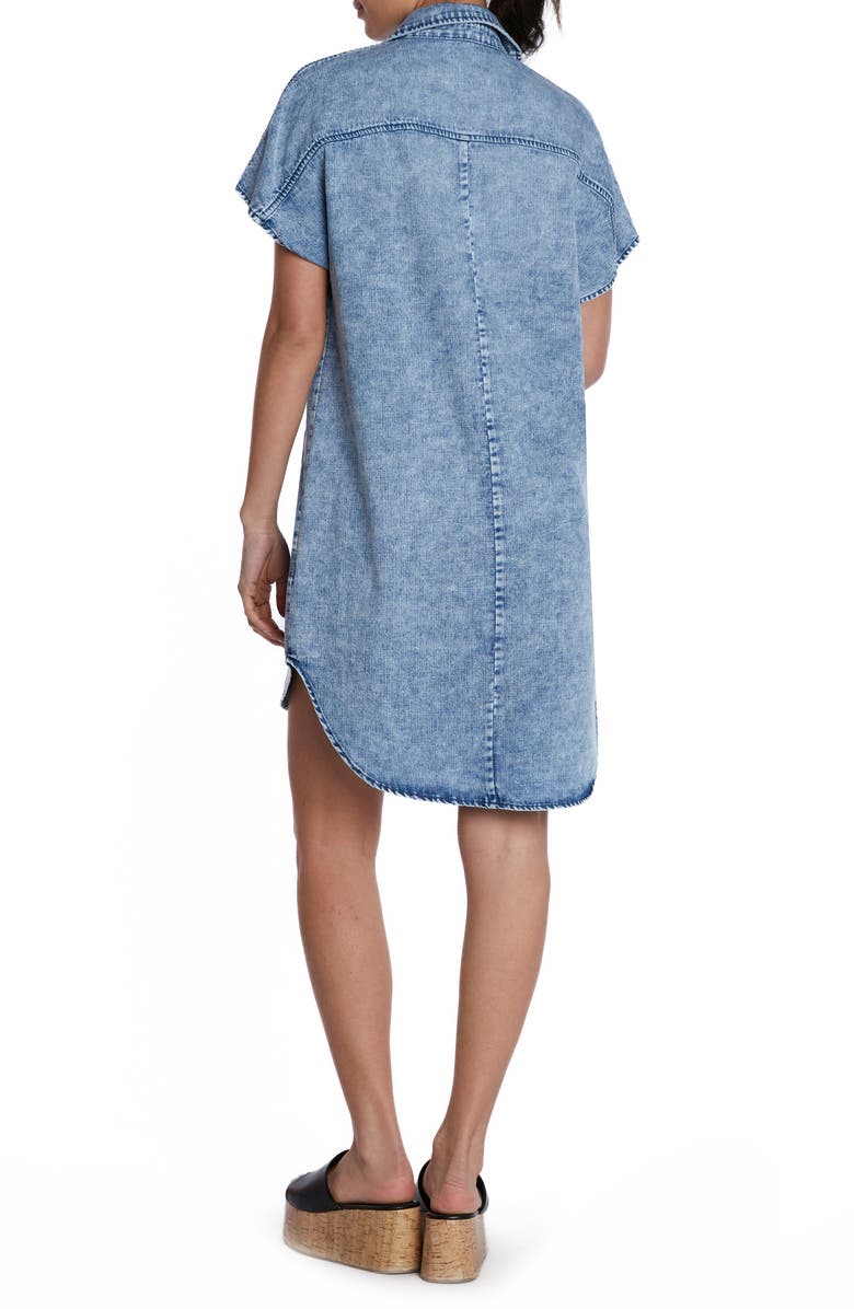 Wash Lab Denim High/Low Denim Shirtdress, Alternate, color, Hurricane Blue
