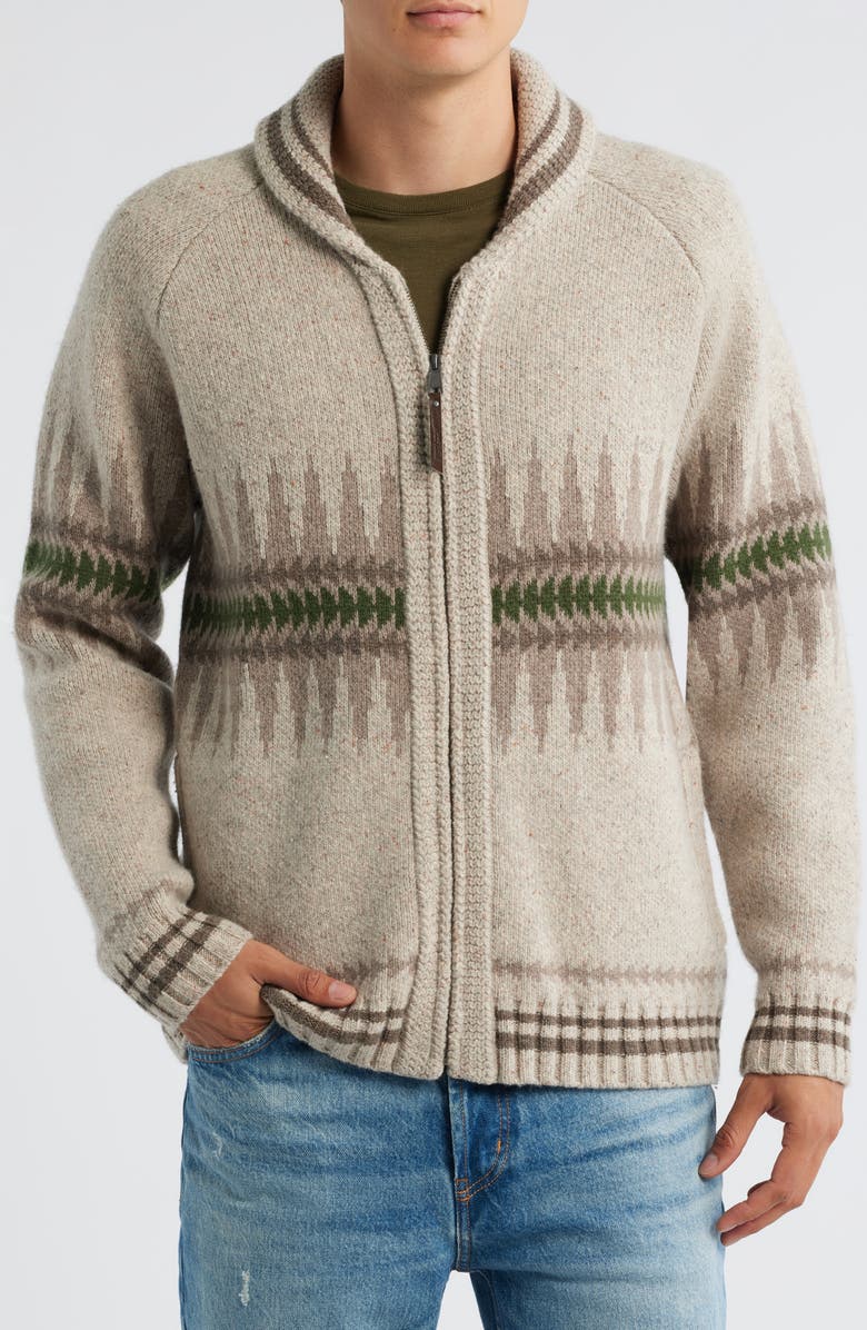 Pendleton Sawtooth Buck Lambswool Blend Zip Cardigan, Alternate, color, Sawtooth Oatmeal