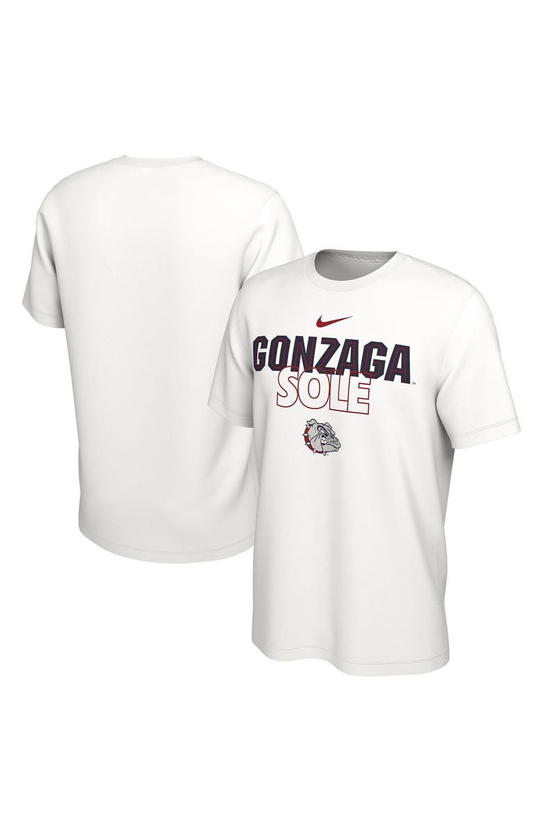 Nike White Gonzaga Bulldogs 2023 On Court Bench T-Shirt, Main, color, 