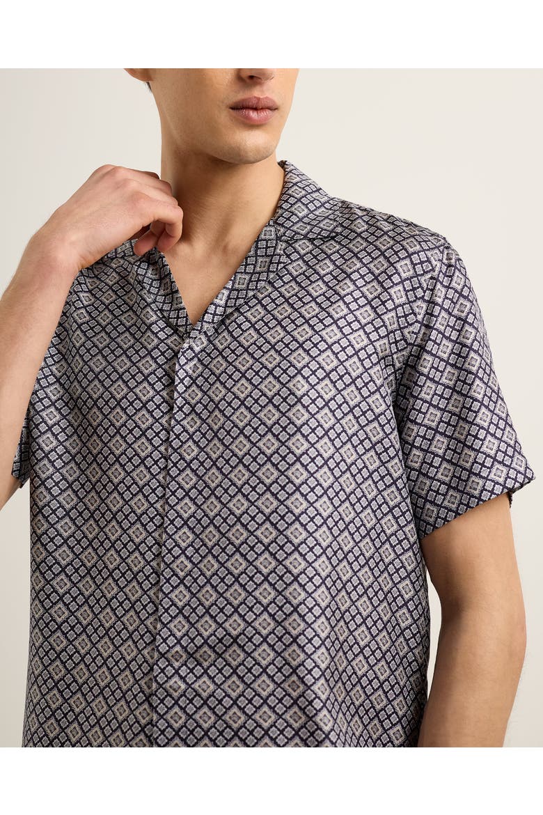 Maitan Silk Relaxed-Fit Shirt, Alternate, color, Night Iris