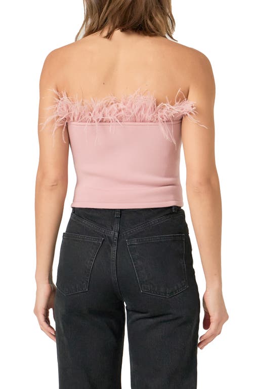 ENDLESS ROSE ENDLESS ROSE FEATHER TRIM STRAPLESS TOP 