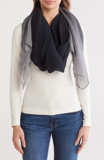 Nordstrom Rack Ombré Pleated Wrap Scarf In Black