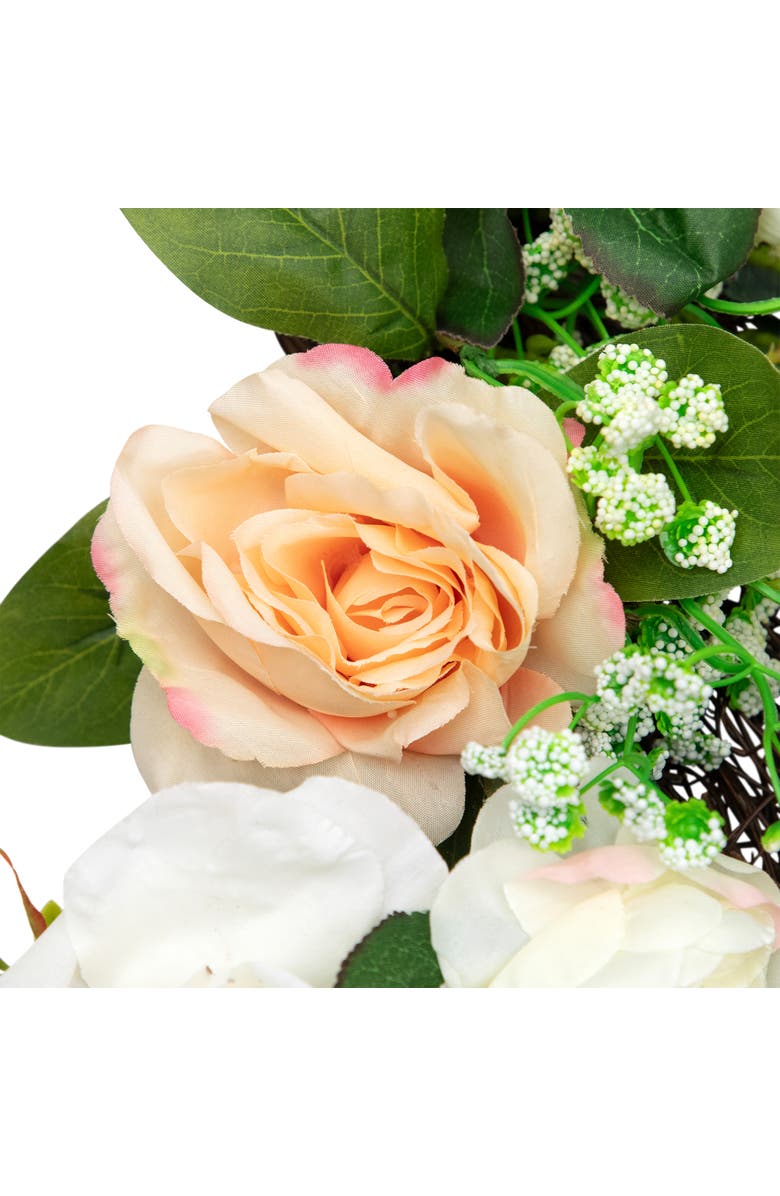 Northlight Rose and Foliage Artificial Spring Wreath - 24-Inch, Unlit, Alternate, color, Green