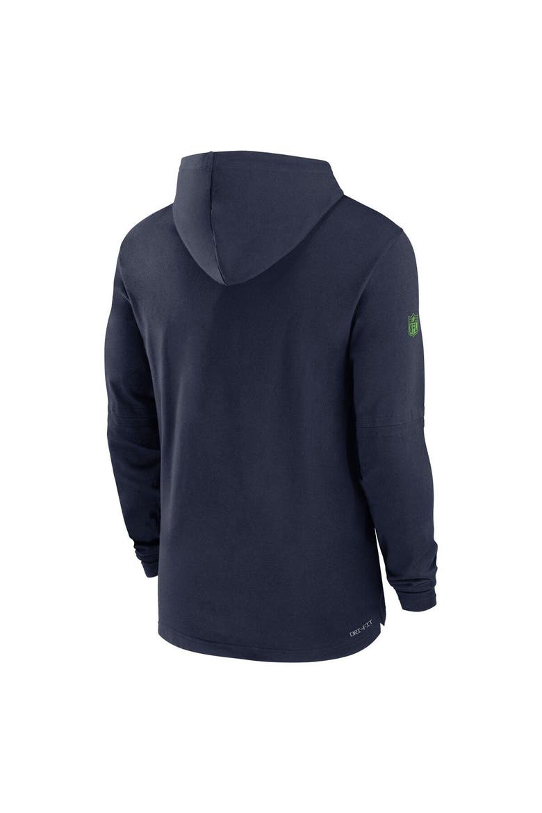 Men's Nike College Navy Seattle Seahawks Sideline Performance Long Sleeve Hoodie T-Shirt, Alternate, color, Navy