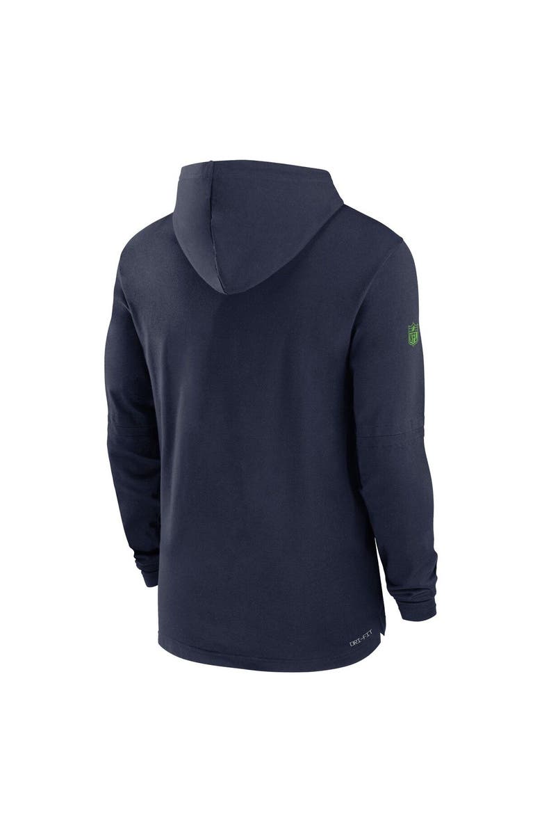 Nike Men's Nike College Navy Seattle Seahawks Sideline Performance Long Sleeve Hoodie T-Shirt, Alternate, color, 