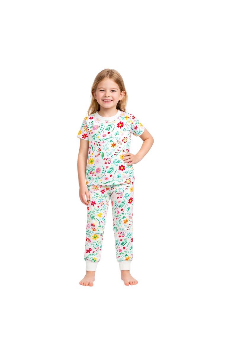 BenBen Kids Toddler Girls Short Sleeve Pajamas Set Snug Fit Soft & Stylish Cozy Comfortable Sleepwear Sets, Alternate, color, White