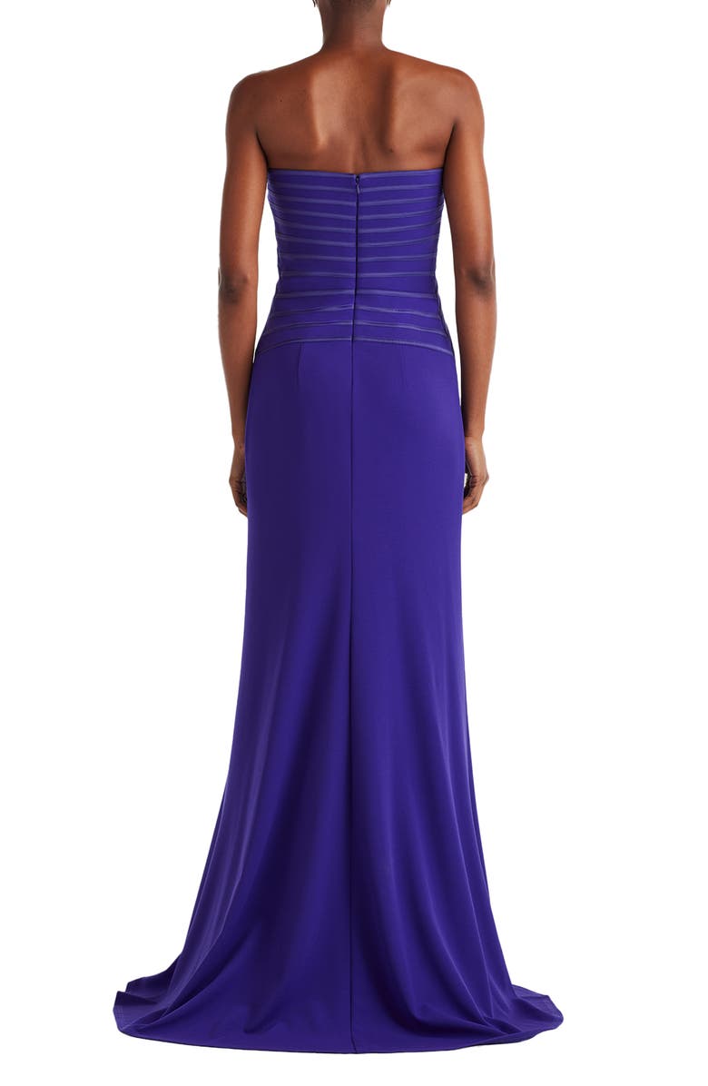 Tadashi Shoji Pipe Detail Strapless Gown, Alternate, color, Purple Iris