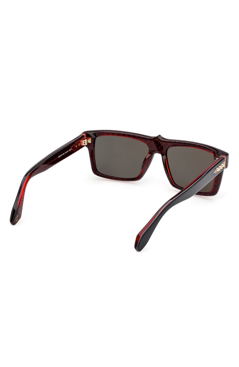 Christian Louboutin 57mm Square Sunglasses, Alternate, color, Bilayer Black / Red / Gold