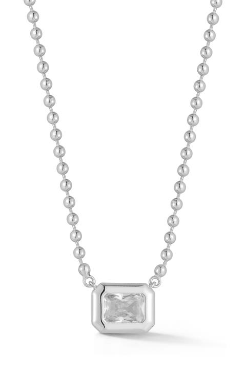 Emerald Cut Cubic Zirconia Pendant Necklace