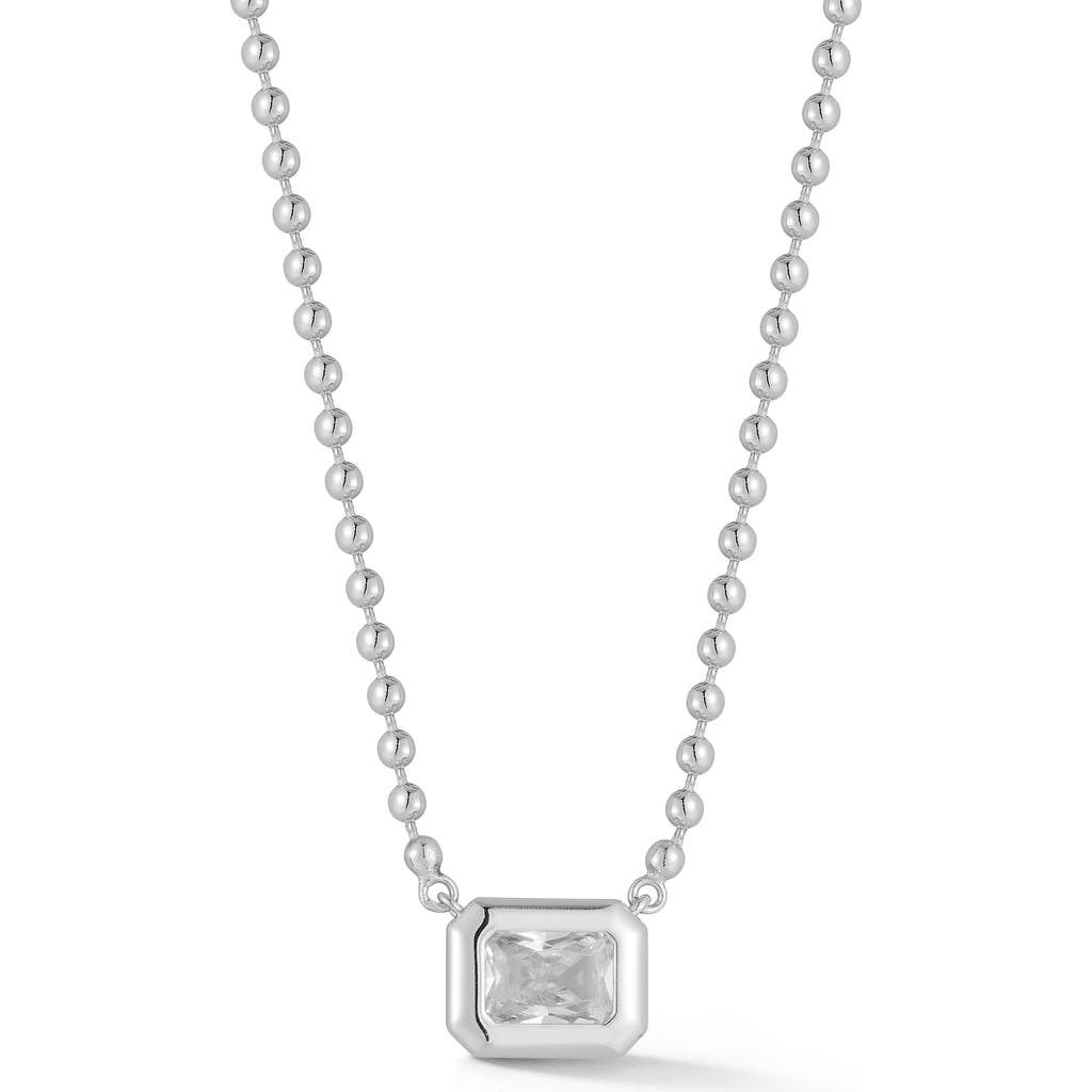 Sphera Milano Emerald Cut Cubic Zirconia Pendant Necklace In Silver