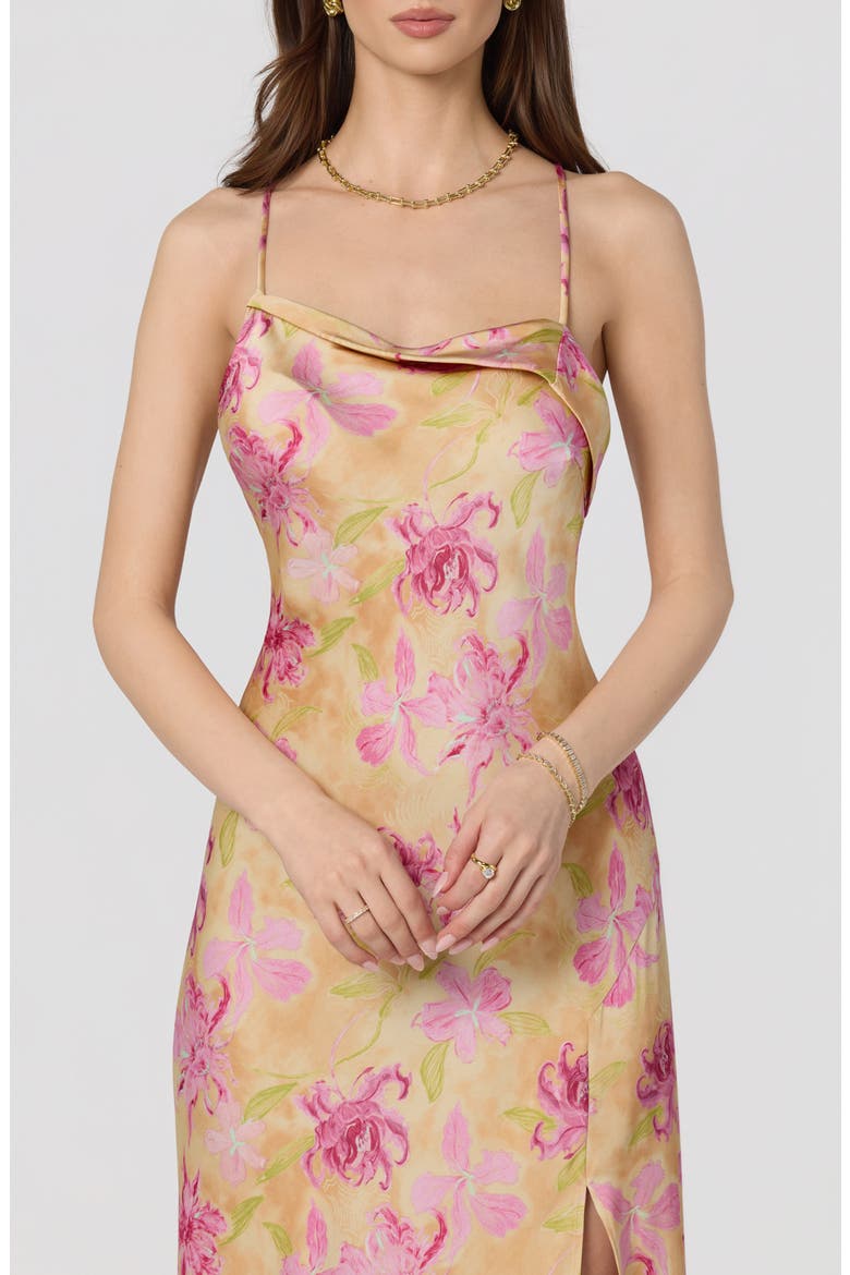 Cowl Neck Slipdress, Alternate, color, YLW PNK FL