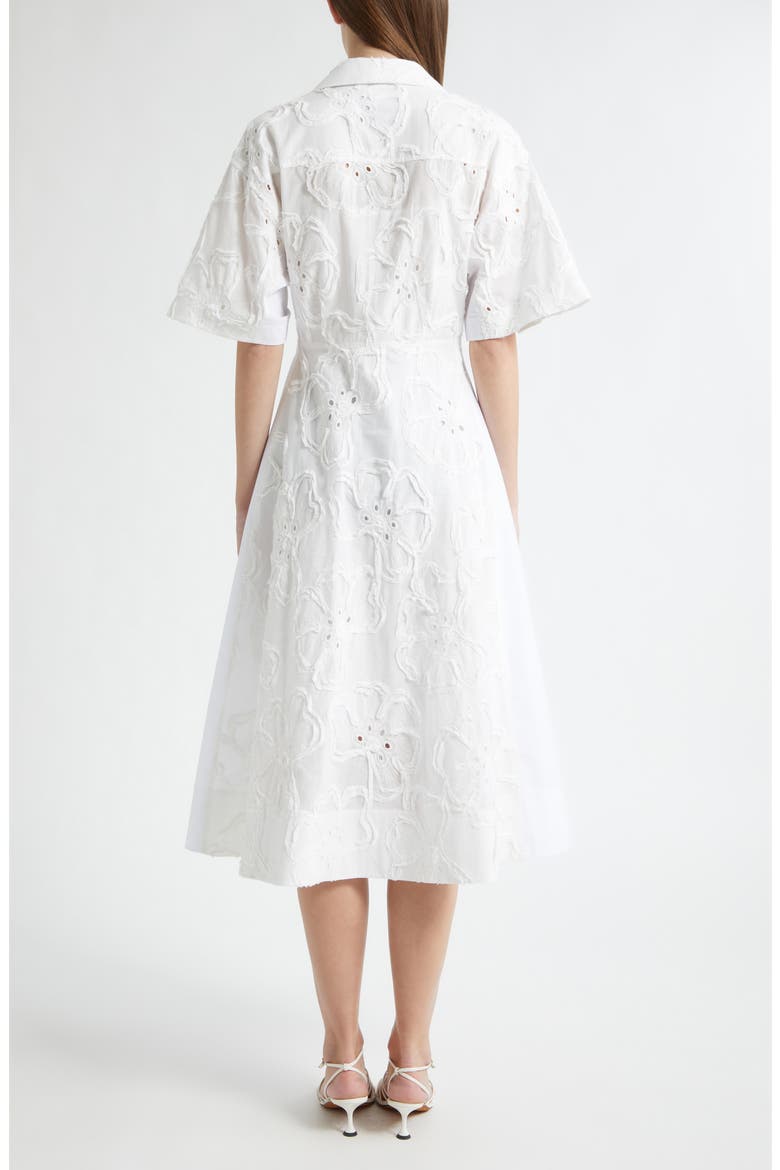 Floral Appliqué Midi Shirtdress, Alternate, color, WHITE
