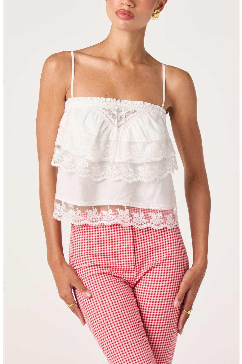 Jazlyn Lace Detail Tiered Top, Alternate, color, IVORY