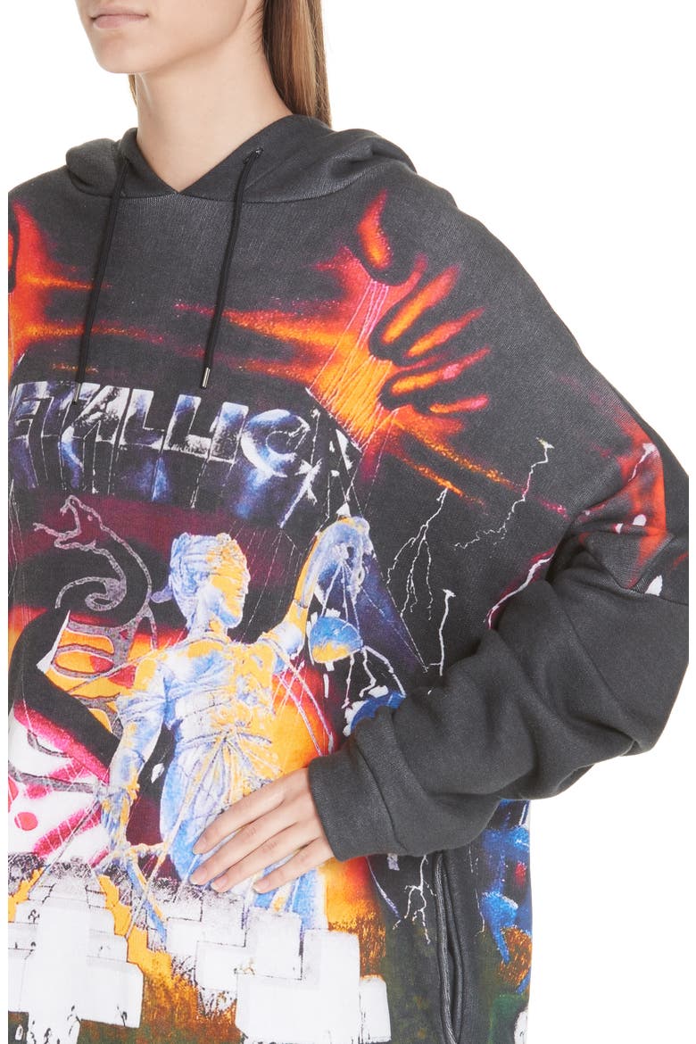 Metallica Print Hoodie, Alternate, color, BLACK