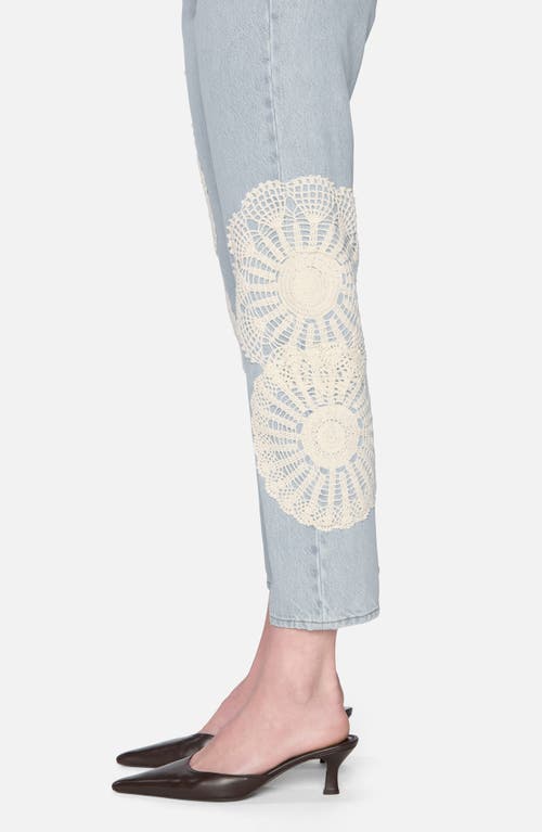 Frame The Crochet Vertical High Rise Ankle Straight Jeans In Wisp