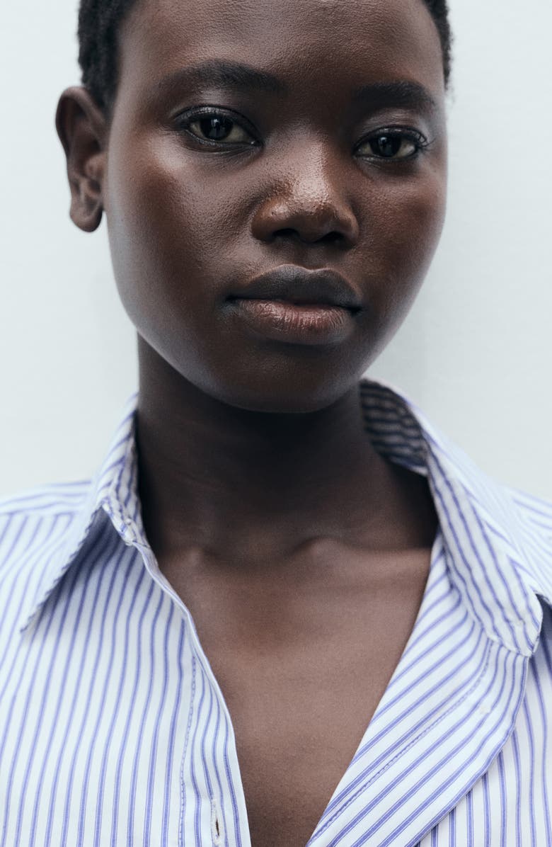 MANGO Stripe Cotton Blend Button-Up Shirt, Alternate, color,