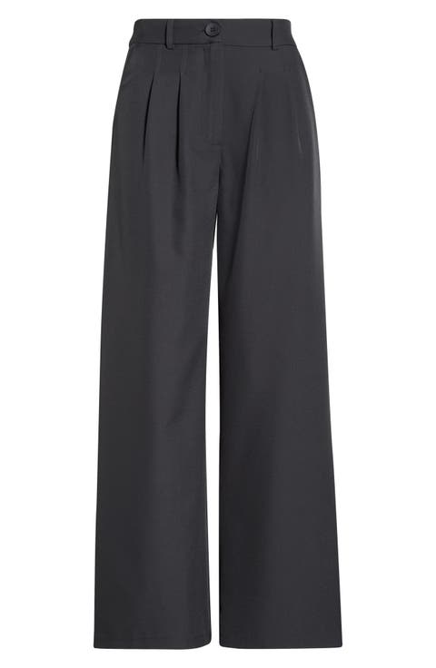 Archer Pleated High Waist Straight Leg Pants (Petite)