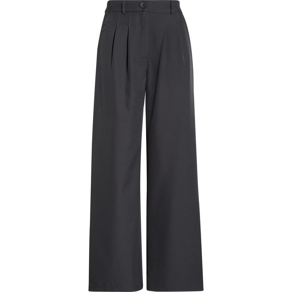 Princess Polly Archer Pleated High Waist Straight Leg Pants In Blue