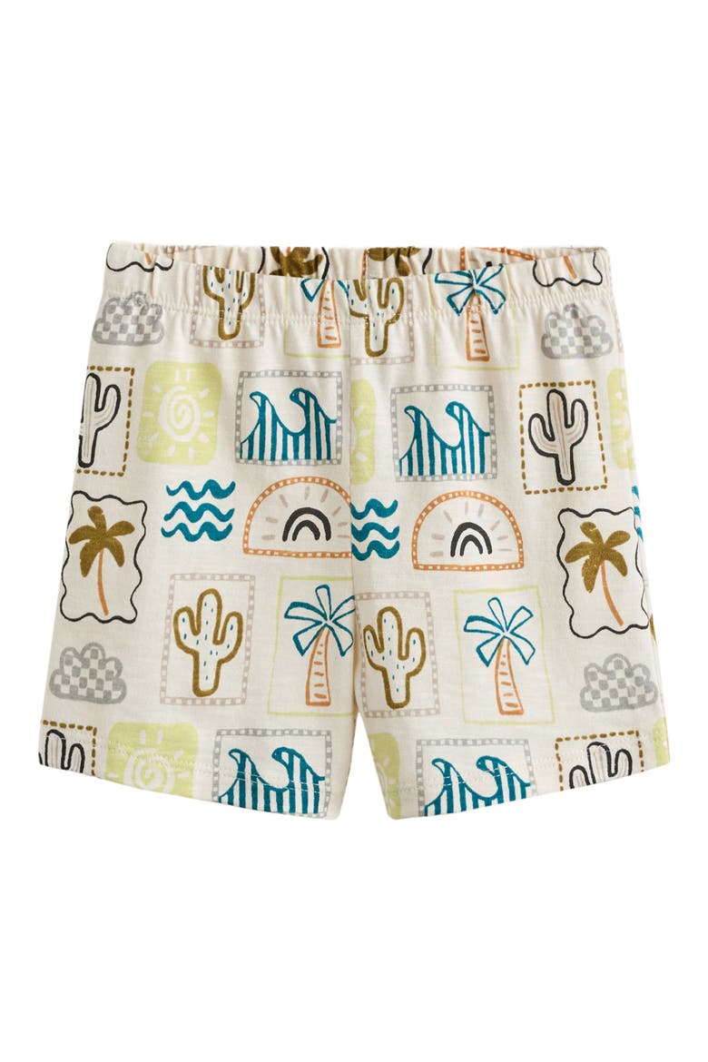 Fluro Tile Cotton Camp Shirt & Shorts Set, Alternate, color, NEUTRAL
