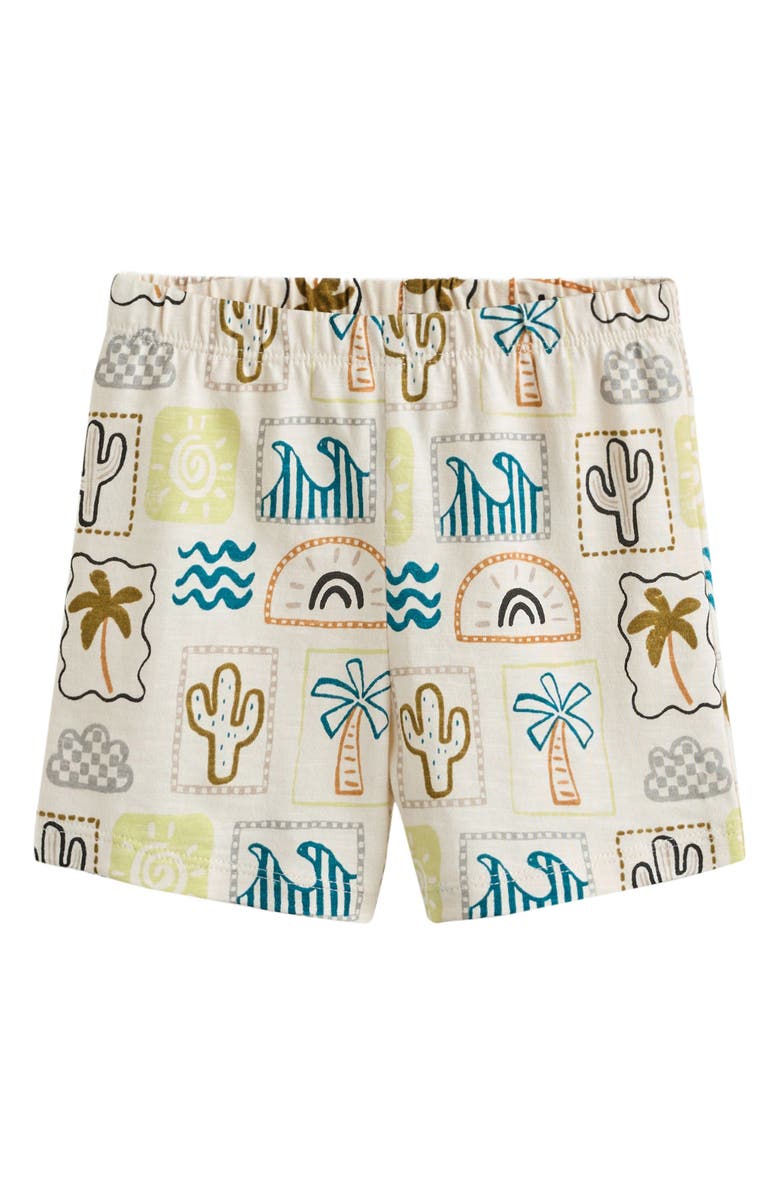 NEXT Fluro Tile Cotton Camp Shirt & Shorts Set, Alternate, color, Neutral