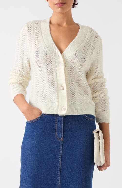 Lk Bennett Elodie Pointelle-knit Wool Cardigan In Cream