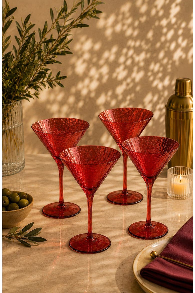 Set of 4 Aperitivo Martini Glasses, Alternate, color, RED