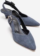 Forever & Always Shoes Dioris Leather Slingback Kitten Heel Pump