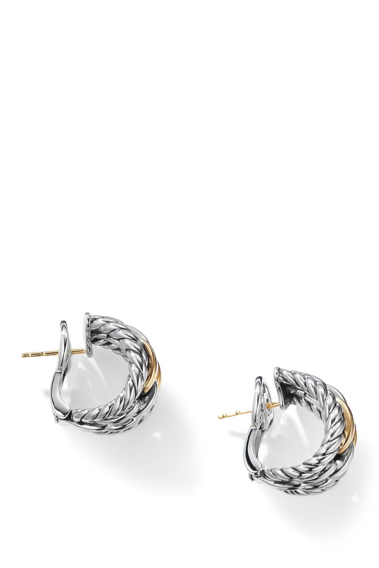 Wellesley Link Hoop Earrings with 18K Gold, Alternate, color, 18K YELLOW GOLD/ SILVER