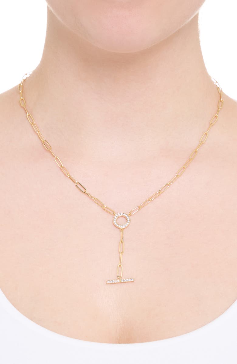 ATHRA LUXE Pavé Paper Clip Chain Toggle Necklace, Alternate, color, Gold