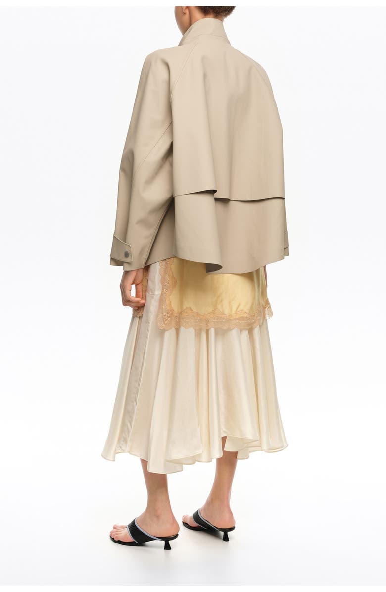 Bimba y Lola Short, Rubberized High Neck Trench, Alternate, color, Stone