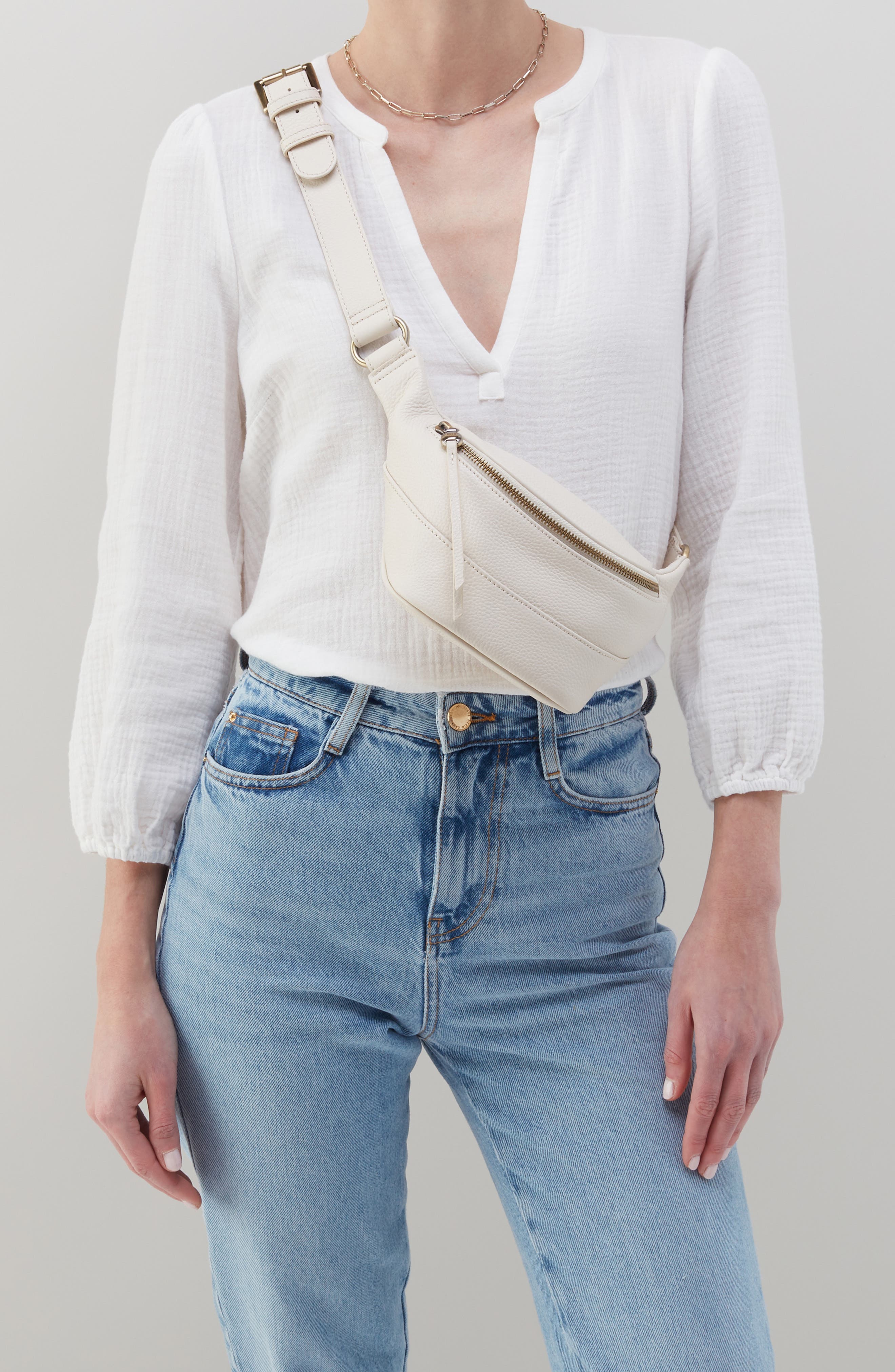 Jett Leather Belt Bag, Alternate, color, IVORY