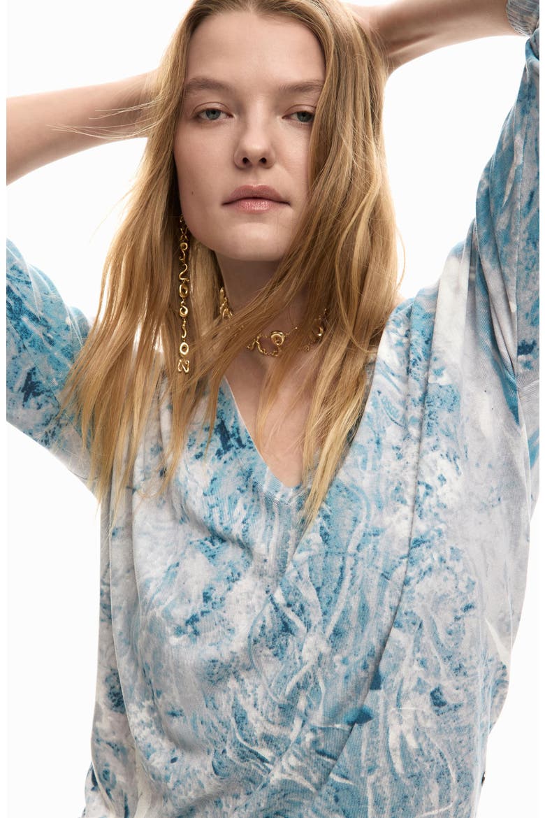 Abstract Print Sweater, Alternate, color, BLUE