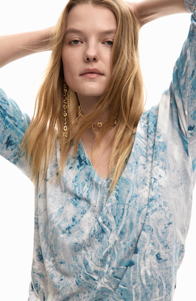 Desigual Abstract Print Sweater, Alternate, color, Blue