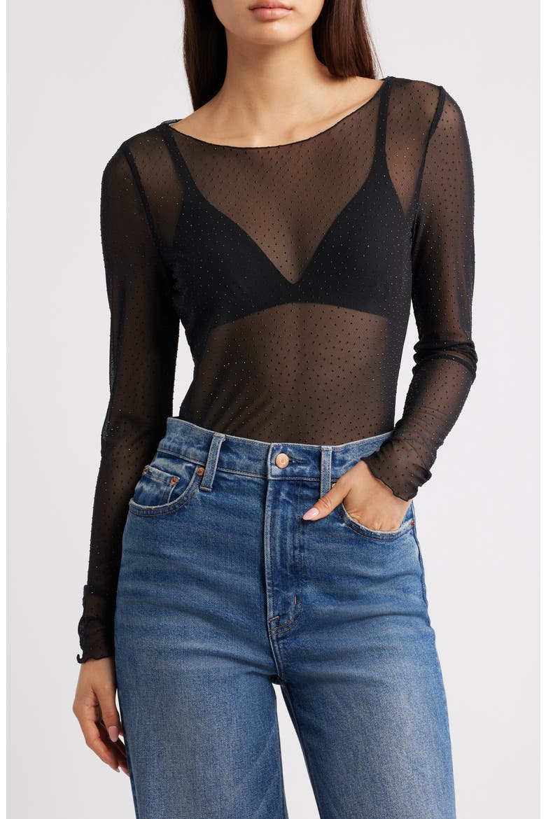 Ihnoviola Sparkle Mesh Shirt, Main, color, BLACK