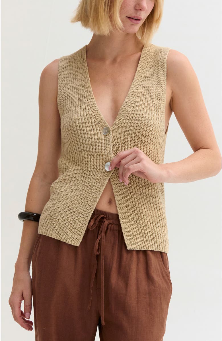 CRESCENT Beachy Sweater Vest, Alternate, color, Beige