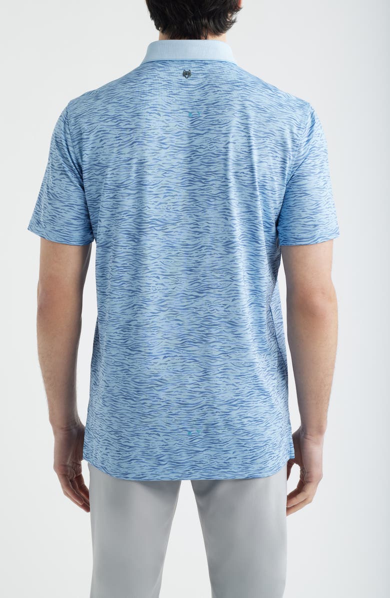 Greyson Deep Water Performance Print Polo, Alternate, color, Wolf Blue