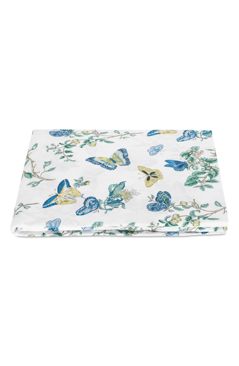 Matouk Baudin Butterfly 500 Thread Count Fitted Sheet, Main, color, Prussian Blue