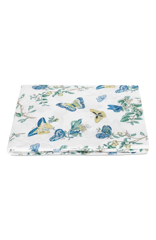 Matouk Baudin Butterfly 500 Thread Count Cotton Percale Fitted Sheet In Prussian Blue