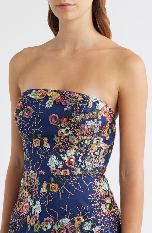 Sam Edelman Floral Sequin Strapless Midi Dress In Multi
