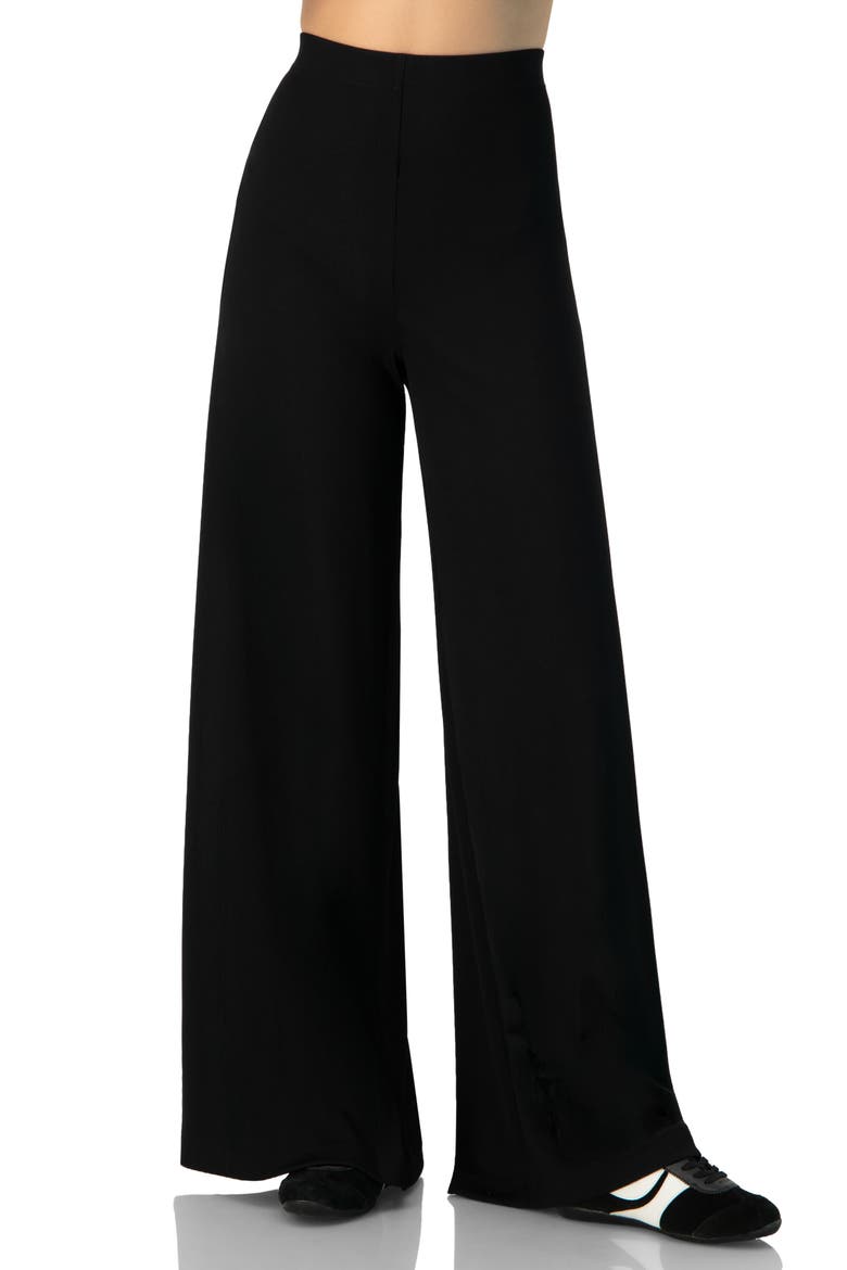 Ribbed Wide-Leg Culotte Pants, Main, color, Black