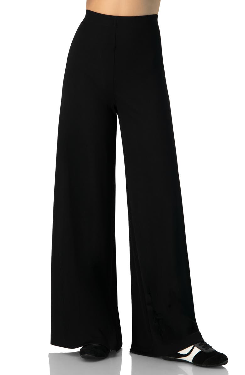 IVONNE Ribbed Wide-Leg Culotte Pants, Main, color, Black
