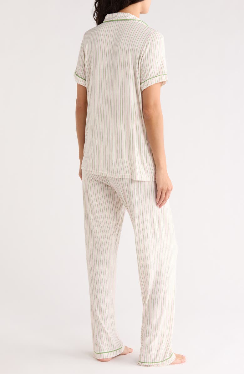 French Connection Notch Collar Pajamas, Alternate, color, Icy Pink/Forest Green