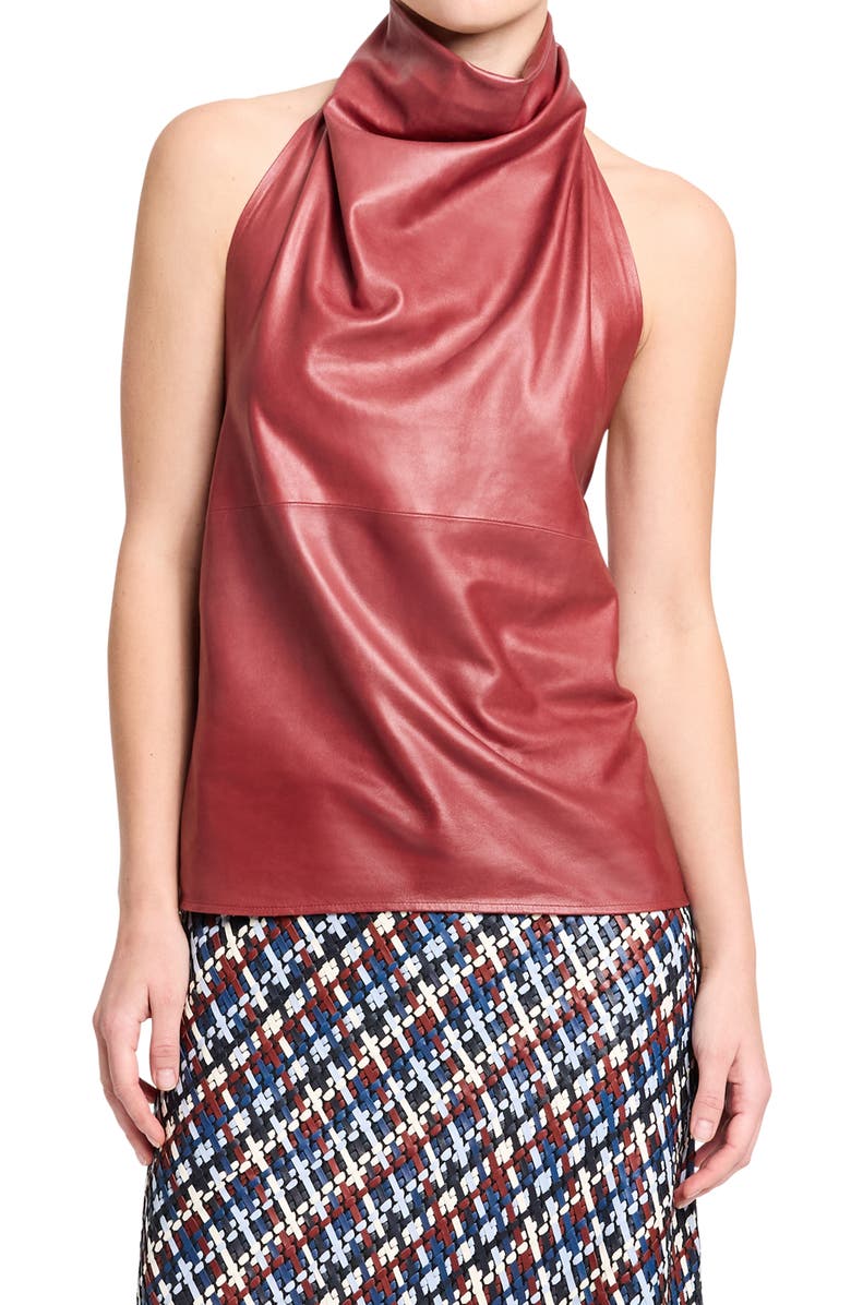 TWP Friday Night Halter Leather Top, Main, color, Karanda Red
