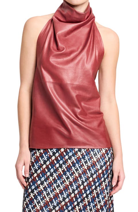 Friday Night Halter Leather Top